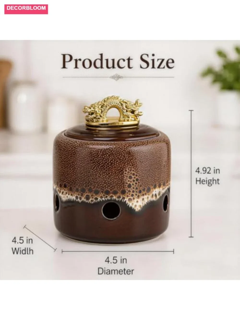 Ceramic Garlic Keeper with Lid, Breathable Kitchen Counter Storage